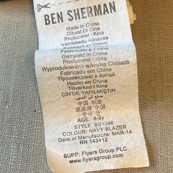 Ben Sherman Navy Kids Polo with Patterned Collar - Picture 4 of 6